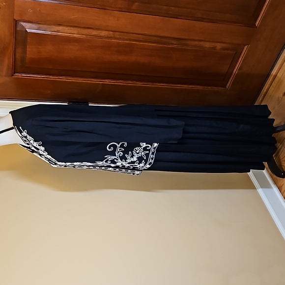 Vintage Karen Stevens Dress 14 black white embroidery long - Picture 6 of 8